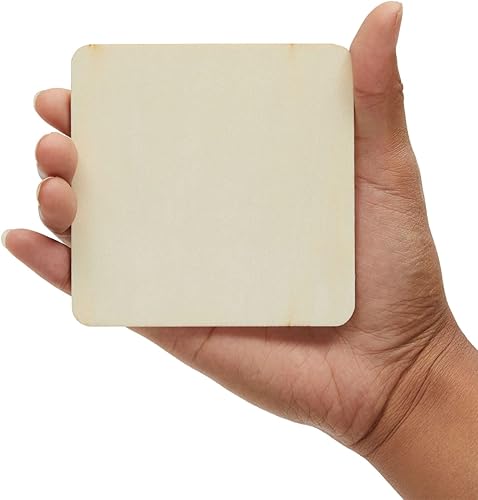 Miniatura 4 de Bright Creations Juego de 130 cuadrados y círculos de madera sin terminar para proyectos de leña, manualidades (3 tamaños/forma), kit de combustión