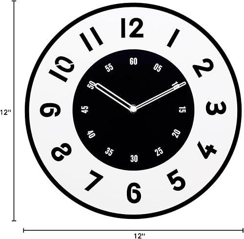 Miniatura 6 de NUOVO Reloj de pared moderno, funciona con pilas, reloj redondo silencioso sin tictac para decoración de pared para sala de estar, dormitorio,