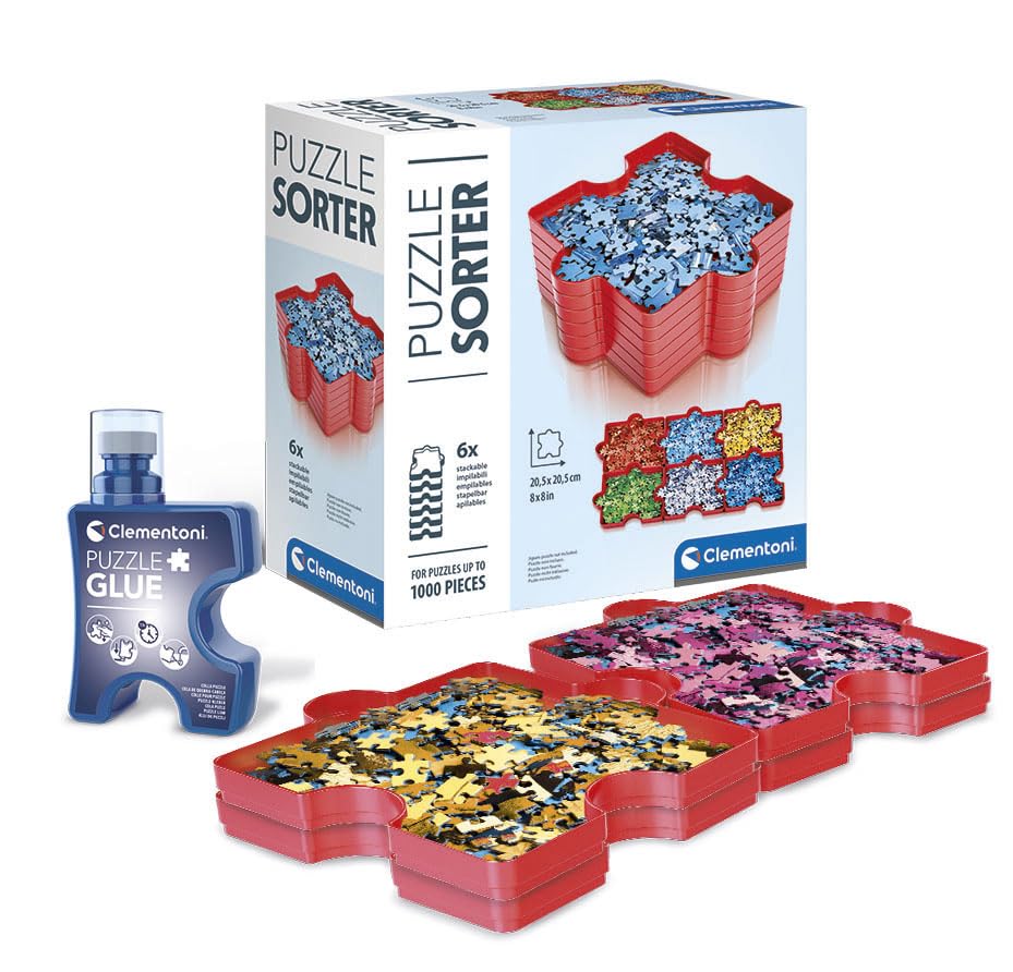 Clementoni Liquid Glue for Puzzles 200ml and Sorting Tray 6 Pieces, 83214