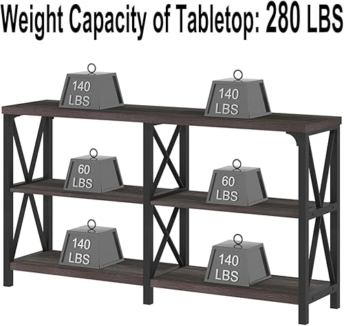Miniatura 49 de LVB Mesa de sofá rústica, mesa consola de granja para sala de estar, mesa de entrada de pasillo con almacenamiento, mesa de entrada para vestíbulo,