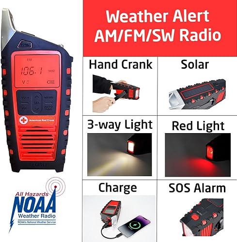 Miniatura 2 de Eton Odyssey Adventure Radio meteorológica NOAA con manivela, radio de emergencia de todas las bandas, tormenta de onda corta AMFM, Bluetooth,