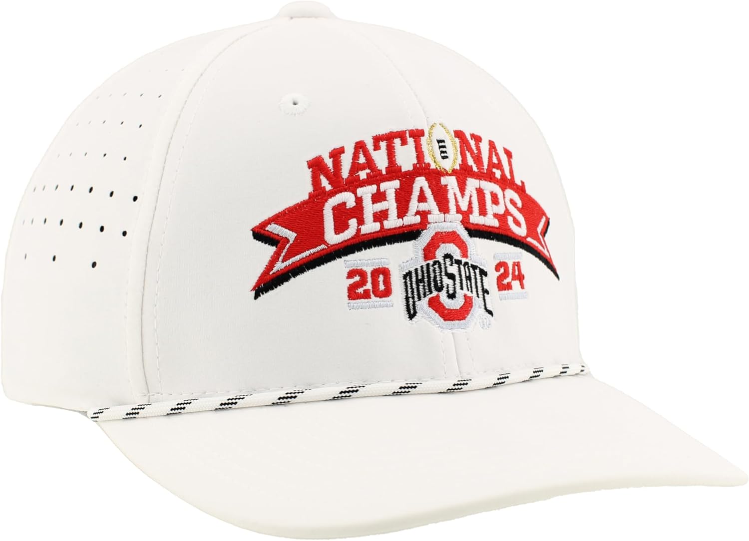Ohio State Buckeyes National Champs 2024 Football Rope Hat White Officially Licensed