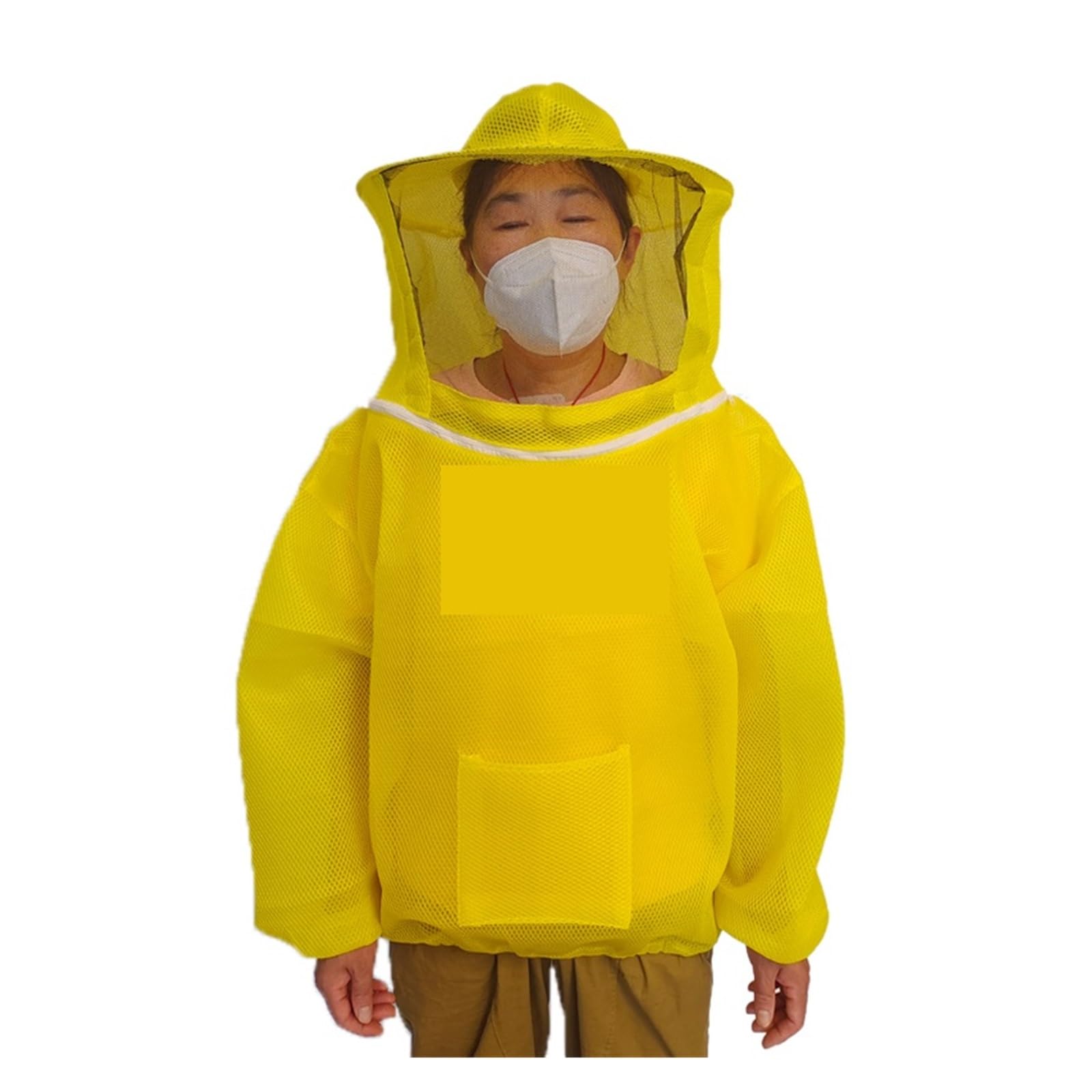 Beekeeping Protective Jacket Smock Bee Suit Beekeeping Sleeve Beekeeper Breathable with Hat Equip(Giallo)