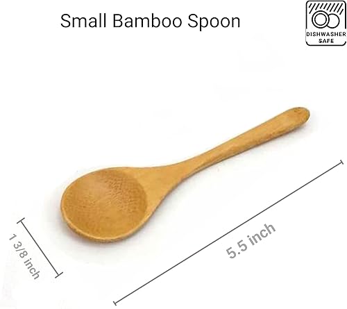 Vista 14 de JapanBargain, Juego de cucharas de bambú de 10 piezas, cucharas de madera reutilizables de 8 pulgadas para niños, aperitivo, postre, helado, yogur