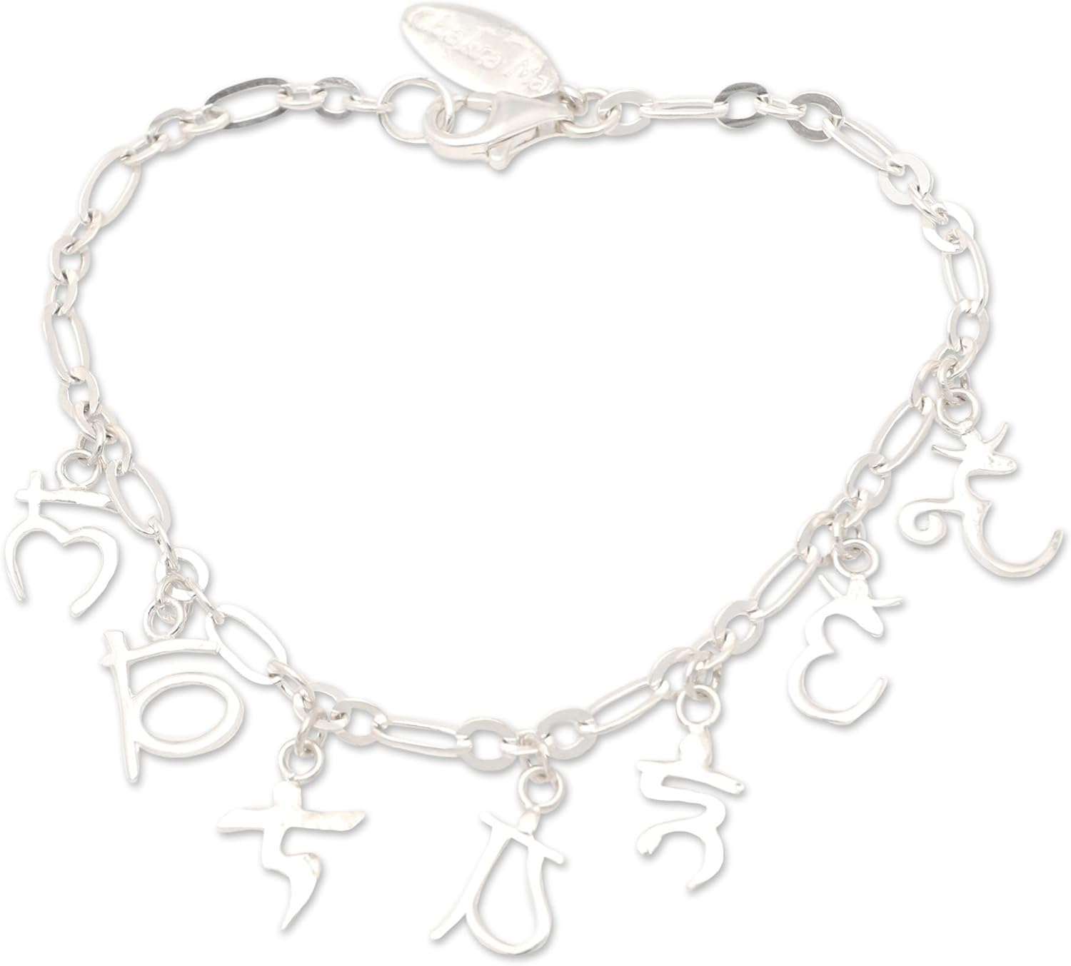 NOVICA No Stone .925 Sterling Silver Men's Charm Bracelet 'Divine 7 Chakras'