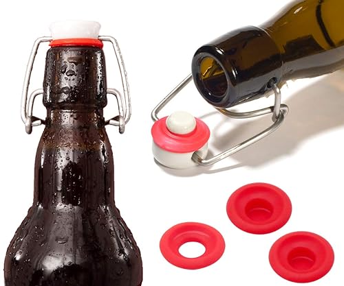 Miniatura 5 de ACKLLR 50 juntas de goma de silicona, 2 tipos de sellos de alta presión a prueba de fugas para EZ Cap Swing Top sellos de botellas para sellado de