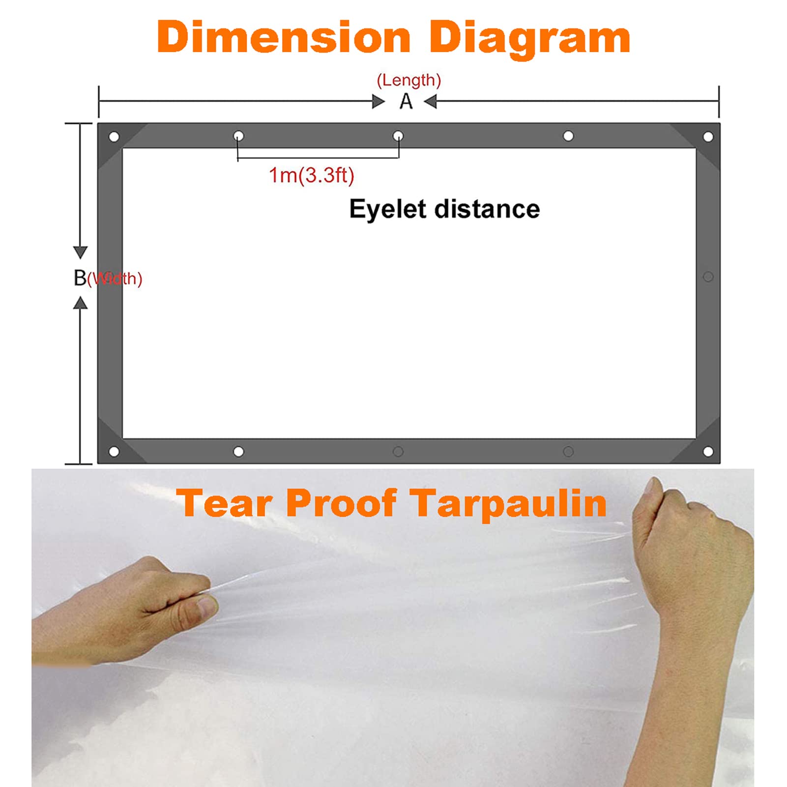 Teloni, teloni Trasparenti Resistenti 16x26 Piedi, telone Trasparente Impermeabile con Occhielli, Copertura Antipioggia Durevole per Tenda, Barca, Camper, Piscina - Angoli rinforzati per Una