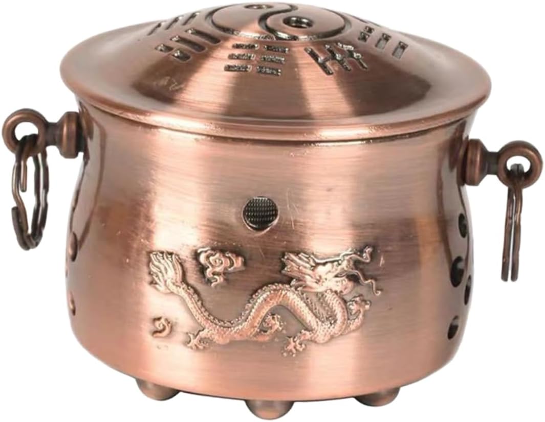 Antique Copper Moxibustion Box Portable Metal Moxa Pot Lid Professional Moxibustion Burner for Relaxation and Therapy Body Care Tool for Household Use