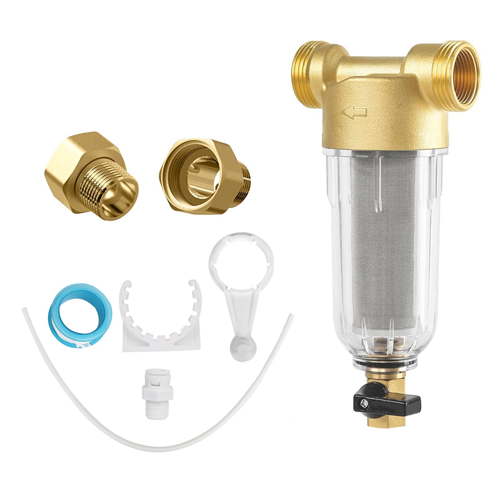 100 Mikron Rückspülfilter Wasserfilter Filter, Wiederverwendbarer Spin-Down-Sedimentwasserfilter, Vorfilter für Brunnenwasserschlauch Sedimentfilter (G 1" mit G 3/4")
