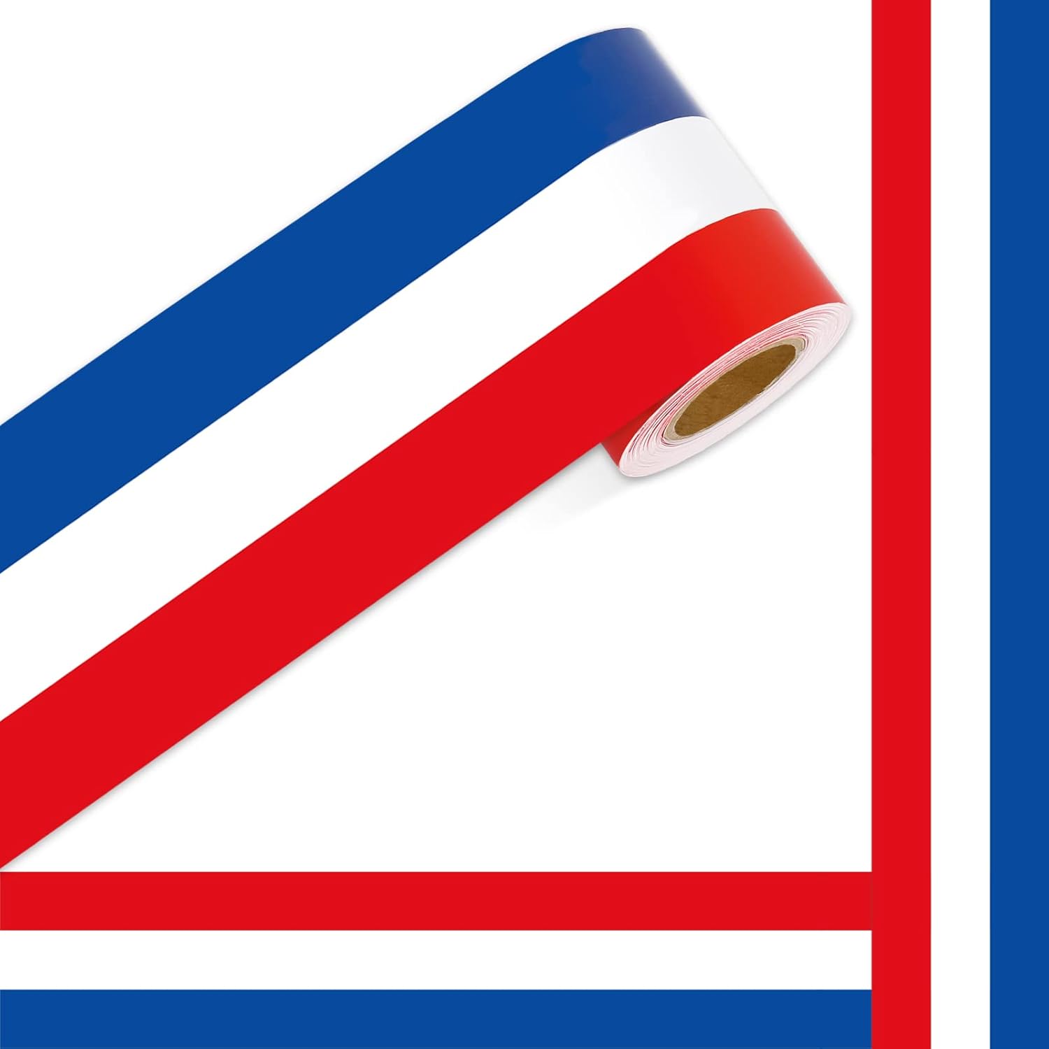 Whaline Patriotic Bulletin Board Borders Red White Blue Striped Die-Cut Trim Roll 32.8ft x 3in Classic Decorative Borders for Classroom School Office Party 4th of July 250th Anniversary