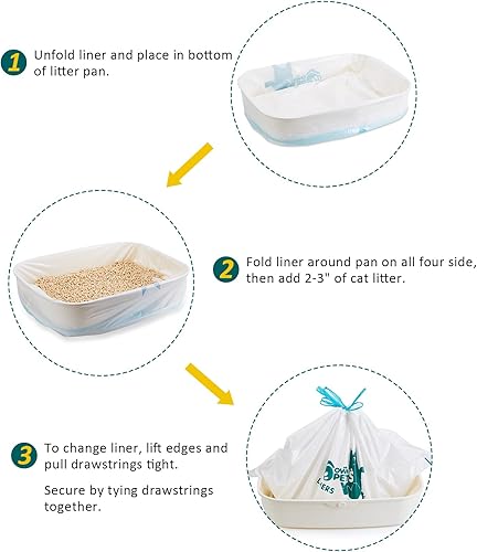 Miniatura 7 de Ownpets Bolsas de arena para gatos, grandes y extragruesas, bolsas con cordón para caja de arena para mascotas, gatos, sin perfume, 10 unidades, 31