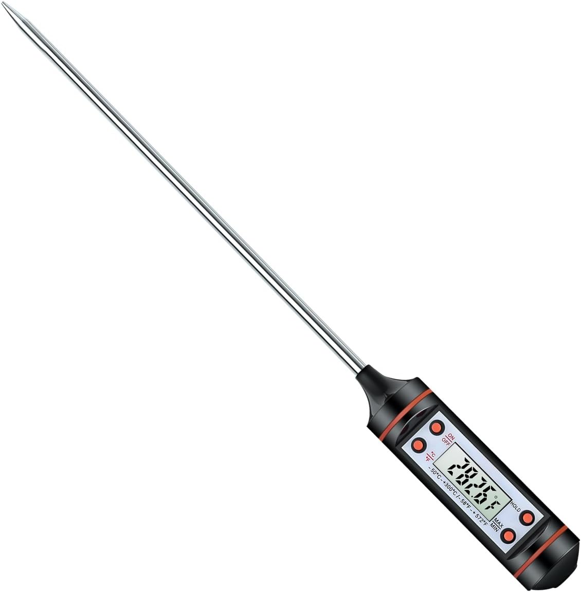 AMIR Upgraded Digital Meat Thermometer, Instant Reaction Cooking Thermometer with 5.9 Inch Long Probe, LCD Screen, Anticorrosive Materials, Auto OFF, for Meat, Food, Barbecue, Milk, Bath Water
