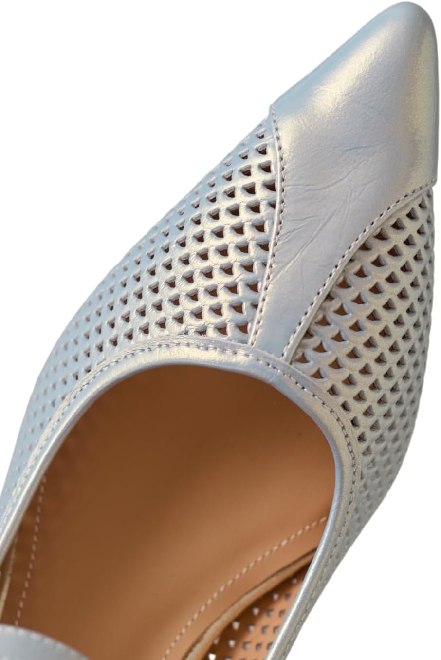 TinaCus Women's Pointed Toe Dress Pumps Shoes Perforated Genuine Leather Handmade Cone Heels