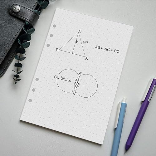 Miniatura 5 de Papel punteado A5, recambios para planificador Filofax, organizador, carpetas, 6 agujeros perforados, 100 hojas200 páginas, 3.53 ozm, blanco, 5.8 x