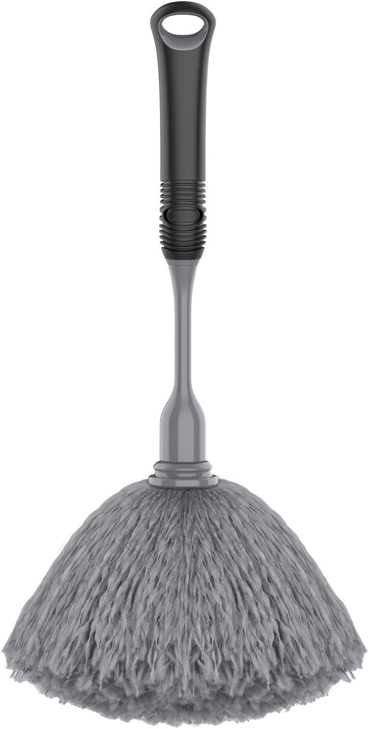 MR.SIGA Microfiber Delicate Duster, Comfortable Non Slip Handle, Detachable Washable Duster Head, Grey & Black