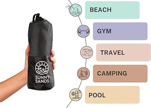 Miniatura 7 de Toalla de microfibra para playa y viajes, extragrande, ligera, de secado rápido, a prueba de arena