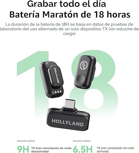 Miniatura 6 de Micrófono inalámbrico Hollyland Lark A1 para iPhone 17/16/15 y Android, 48kHz/24-bit, cancelación inteligente de ruido de 3 niveles, micrófono mini