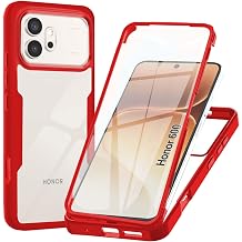 Case for Honor 600 / Honor 600 Pro 5G Transparent 360 Degree All-Round Protection Protective Case with Integrated Screen Protector Shockproof Ultra Thin Silicone Red