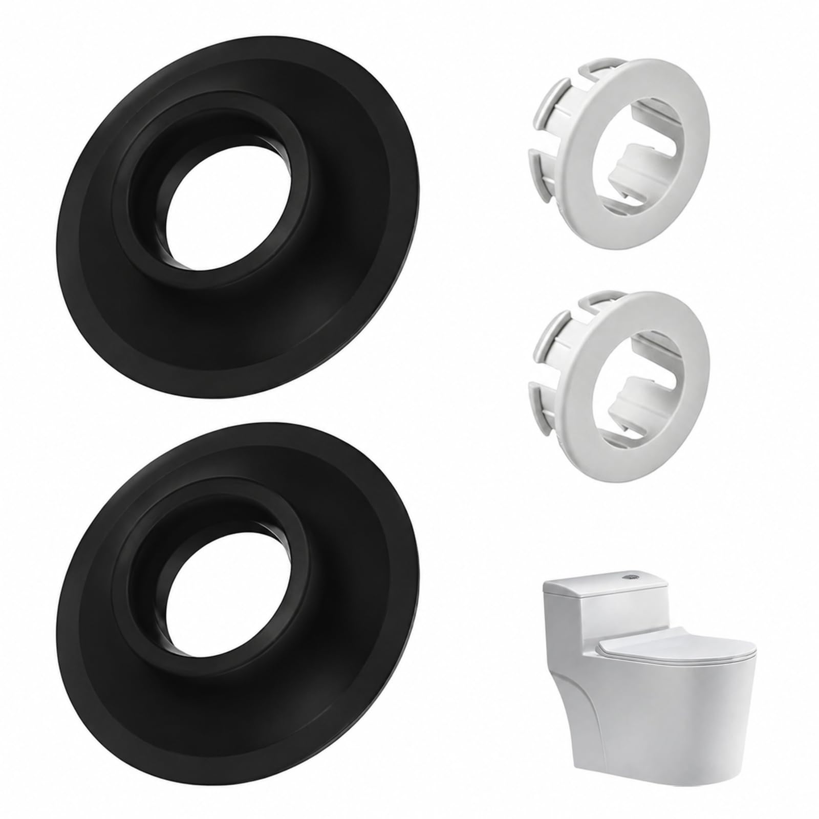 2 Pcs Flush Valve Seal and Clip Compatible with Ideal Standard SV01967, Replacement Seal Kit for Toilet Cistern Flush Valve, Fits SV89067 SV92867 SV92667 SV92467 SV93467 SV93367 (Black)