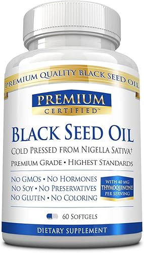 Aceite de semilla negra Nigella sativa prensada en frío extra fuerte, sin OMG, 2% de timoquinona, 60 cápsulas blandas, salud inmunológica,