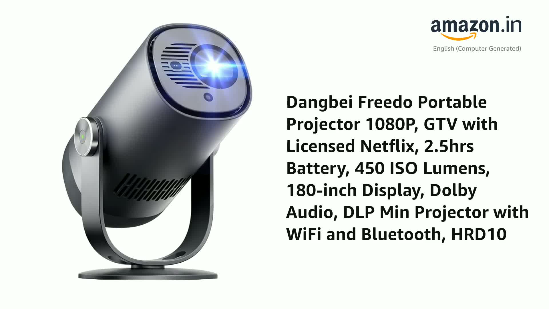 Dangbei Freedo Portable Projector 1080P, GTV with Licensed Netflix