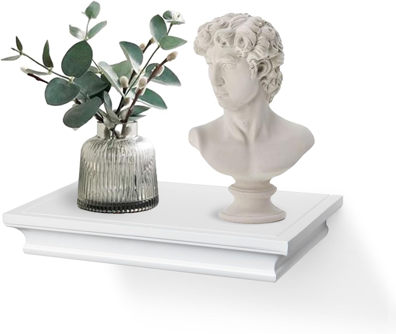 White Floating Shelves Wall Mounted, Deeper Wall Storage Shelf for Home Décor, Super Sturdy, Easy to Install, 12” Wide, 7.75” Deep