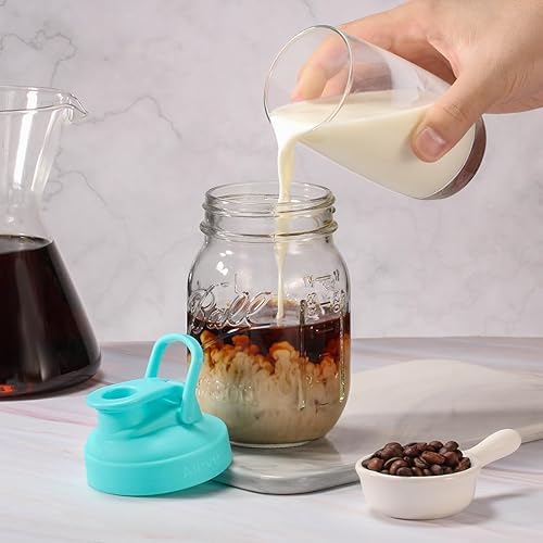 Miniatura 6 de AIEVE Tapas de tarro Mason, paquete de 6 tapas reutilizables de boca regular para conservas con tapa abatible, sello a prueba de fugas para tarros