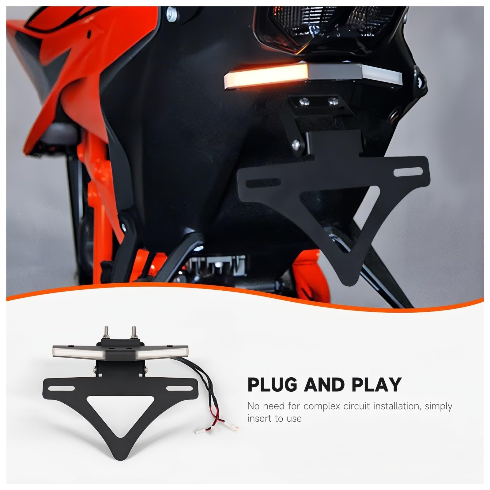 Soporte de Placa de matrícula de Montaje Central p Portamatrículas de Motocicleta Integrado para luz señal Trasera Corta para 1290 Duke 2023