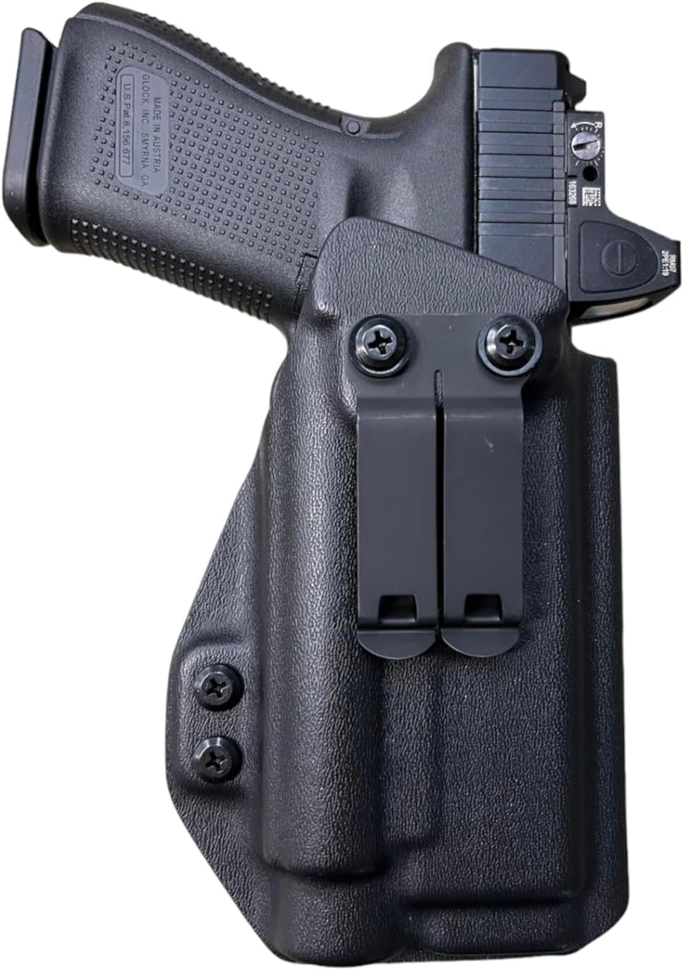 Black Kydex IWB Holster Compatible with Glock 19 Olight PL-3R Valkyrie