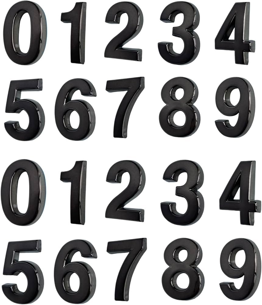 1.5 Inch Black Mailbox Numbers - Lot Of 40 Vinyl Decal Stickers (0-9)