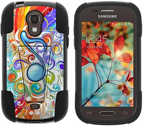 Samsung Galaxy Light Case, Dual Layer Shell STRIKE Impact Kickstand Case with Unique Graphic Images for Samsung Galaxy Light SGH-T399 (T Mobile, MetroPCS) from MINITURTLE | Includes Clear Screen Protector and Stylus Pen - Eighth Note Music Symbol