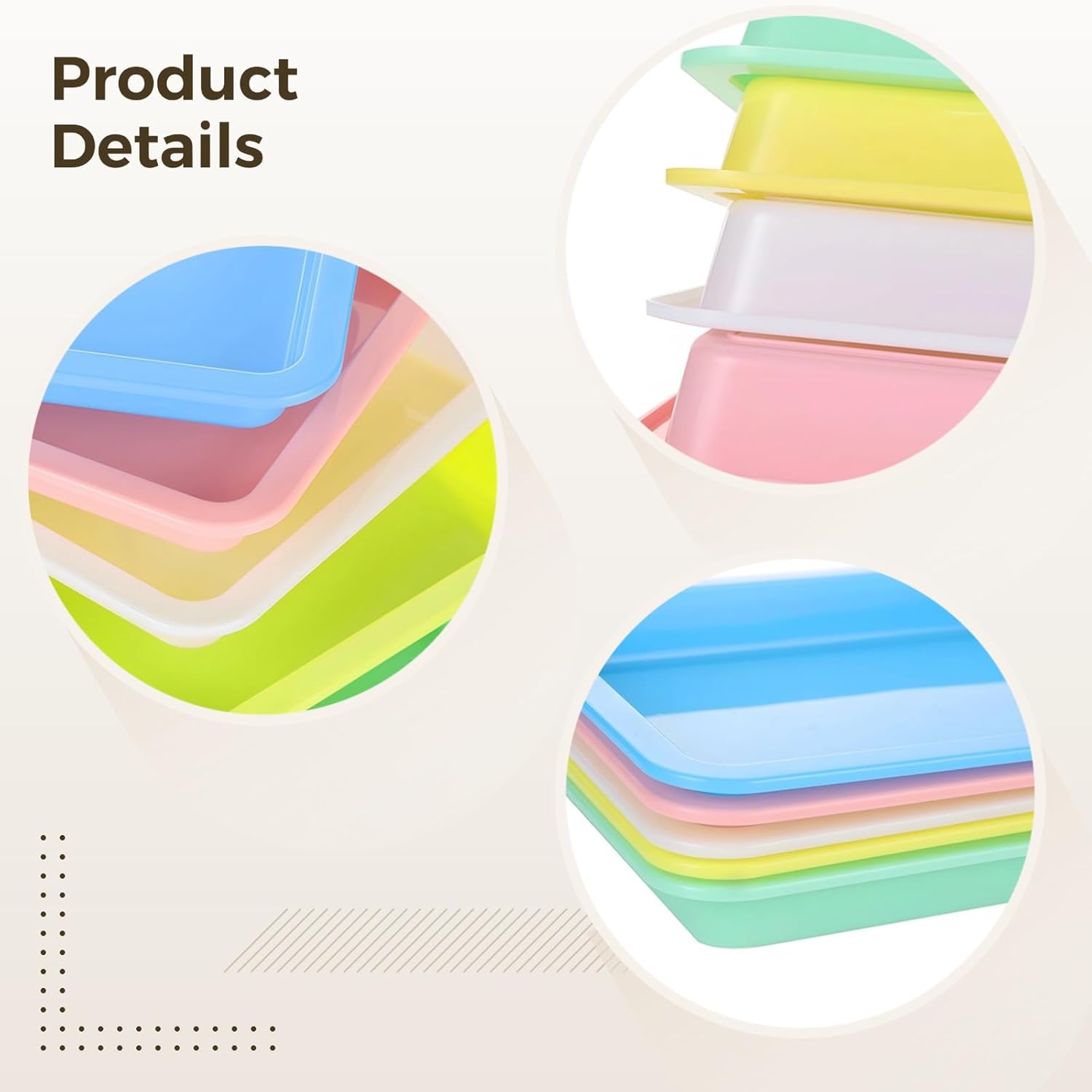 Set of 5 Beading Trays for Jewelry Creation, A5 Plastic Storage for Arts and Crafts, Colorful Rectangular Trays