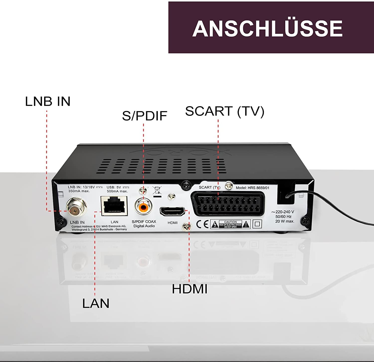 XORO HRS 8659 - Ricevitore satellitare digitale DVB-S2 HDTV, HDMI e SCART, supporta Unicable, uscita audio digitale, lettore multimediale USB 2.0
