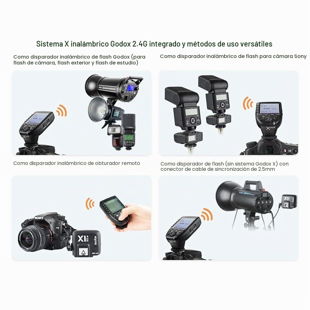 Godox XPro-S Disparador Flash，2.4G TTL Wirless X System inalámbrico Disparador Flash Alta Velocidad con Gran Transmisor LCD Pantalla para Cámara Sony