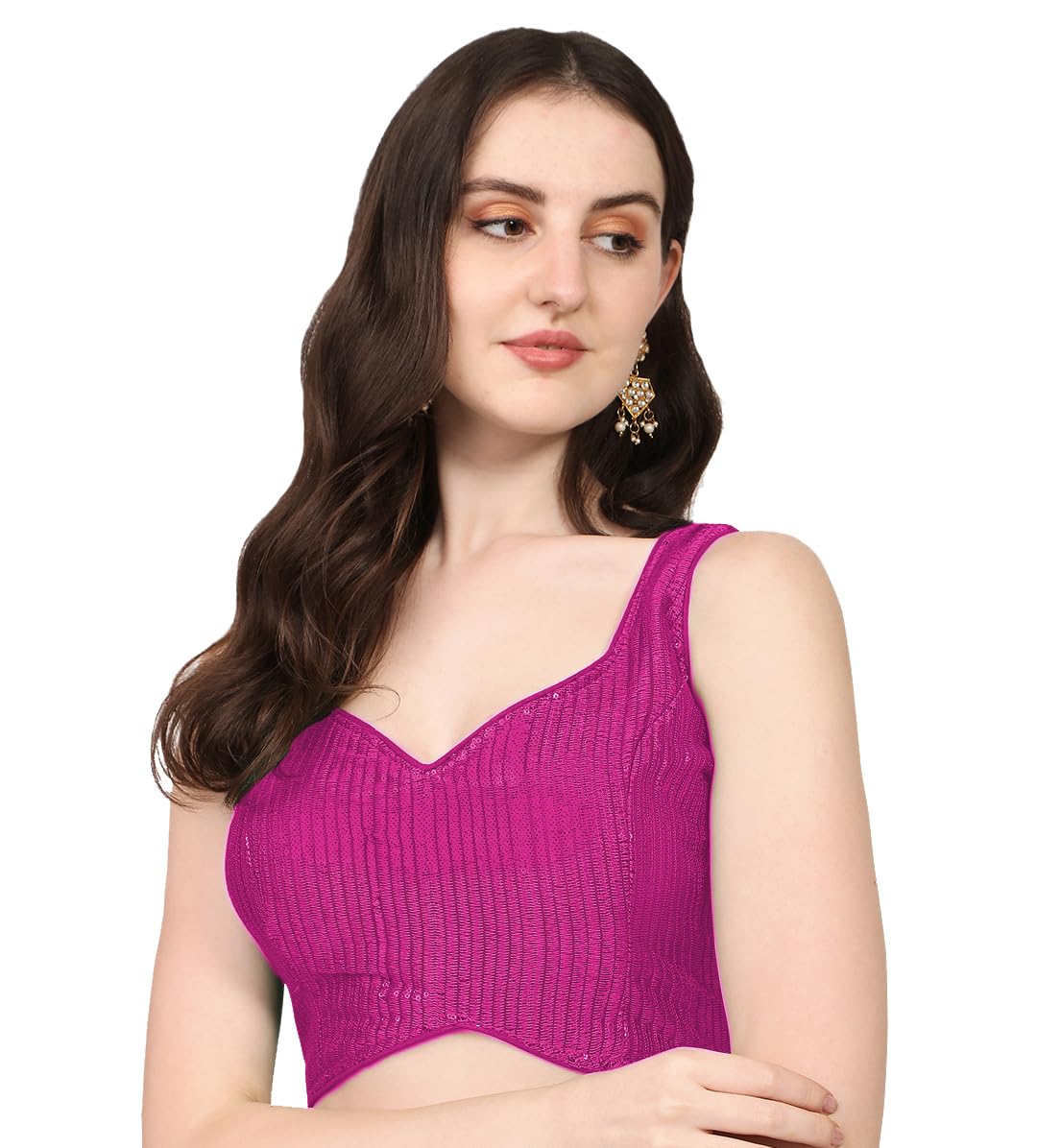 Women's Silk Blend Solid Sleeveless Regular Fit Blouse-image-36