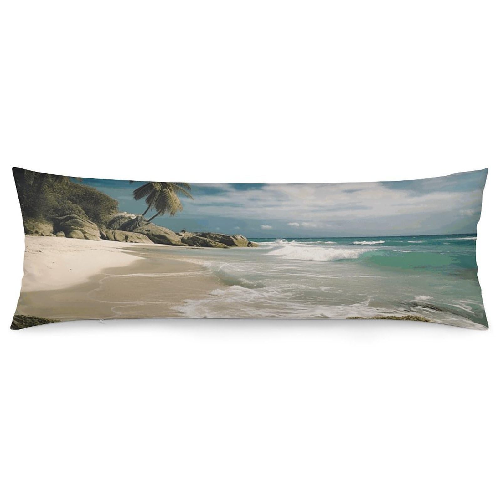 2 Pack Pillow Cases for Hair and Skin, Soft Breathable Pillow Case Covers with Hidden Zipper, Beach Ocean Pillowcase 20"x54" Pillow Covers for Sleeping Gift