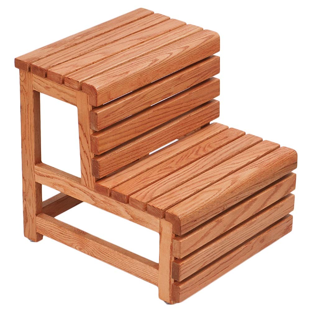 Taburete de madera maciza DASHADAO de 2 pasos color C para dormitorio y plantas