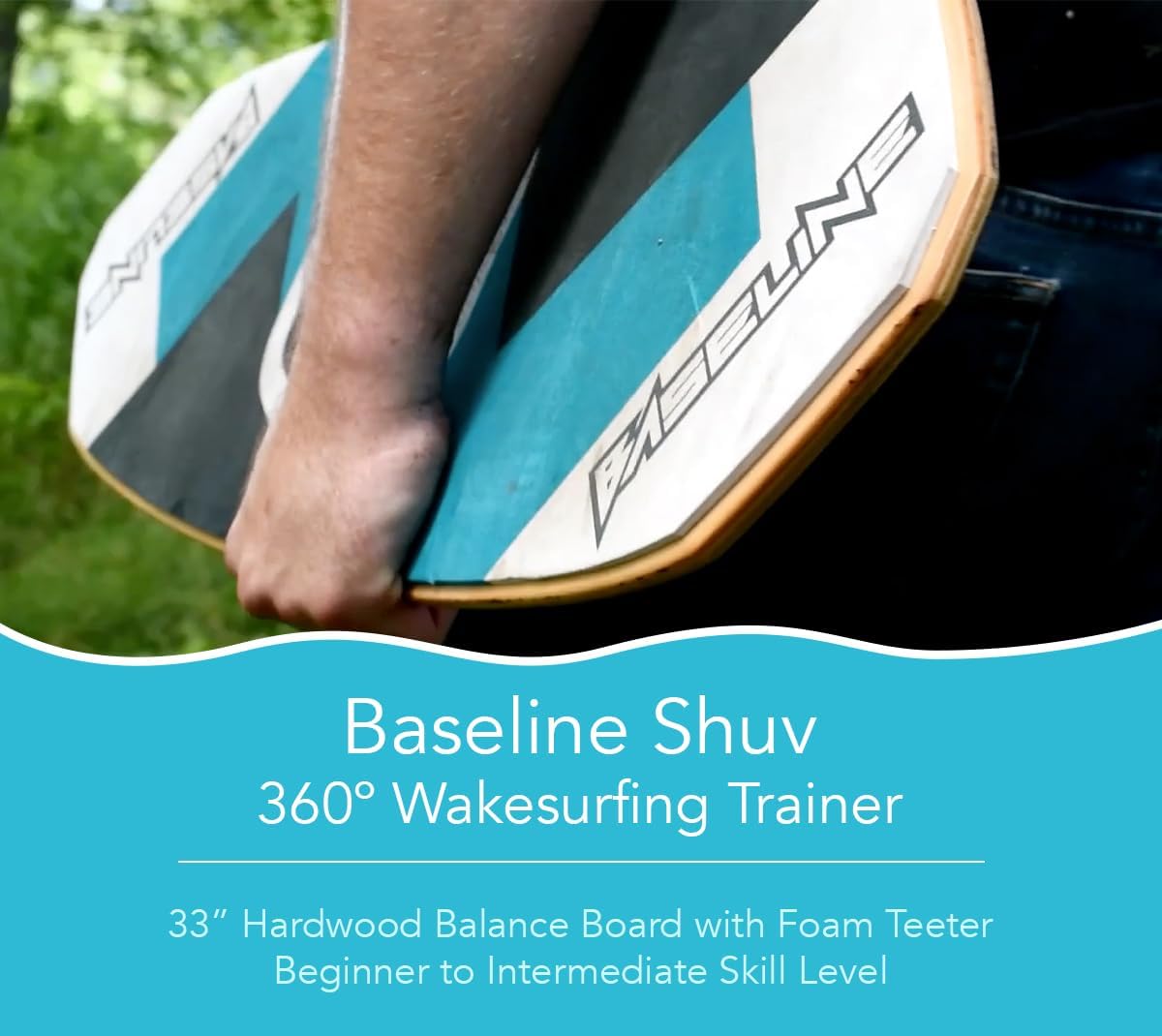 Wakesurf Baseline Shuv Balance Board Trainer with Foam Teeter - Full 360 Degrees - Improve Wakeboarding Skills - On/Off Season Conditioning