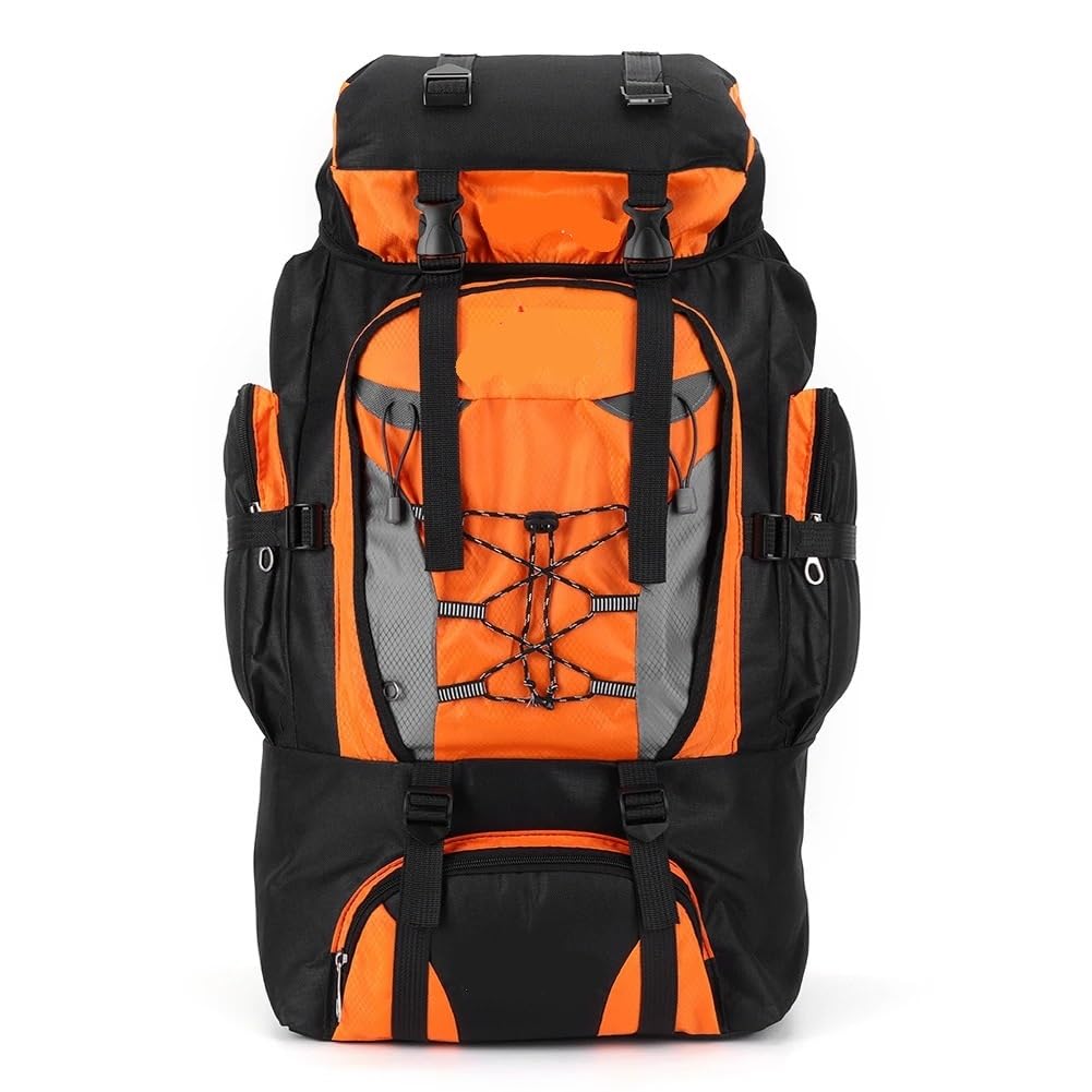 80L Wasserdicht Wandern Camping Rucksack Trekking Tasche Rucksack Große Kapazität Reise Outdoor Sport Taschen Camping Ausrüstung Männer(Orange)