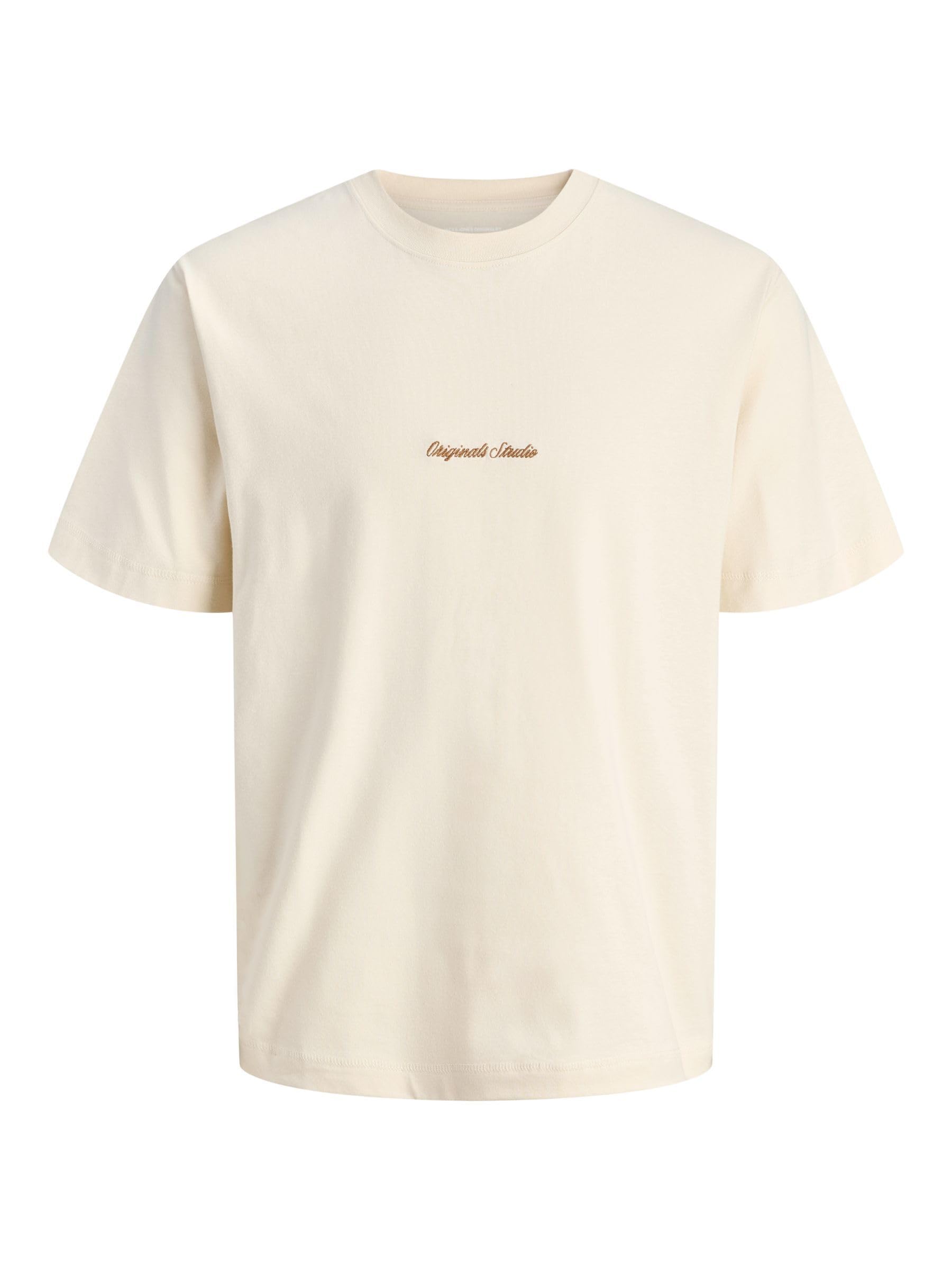 JACK & JONES Jornorrebro Emb Tee SS Crew Neck Pls - Plus Size, Antique White, 4XL