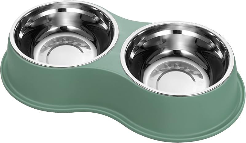 Tigela elevada dupla para cães e gatos em aço inoxidável com base antiderrapante EpetsLove – 2 unidades