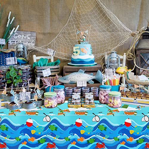 Vgmannta Gone Fishing Tablecloths For Ofishally One Birthday Decorations, The Big One Table Covers Disposable Rectangular Table Cloth Plastic Tablecover For Little Fisherman Birthday Party Decorations #TOP4