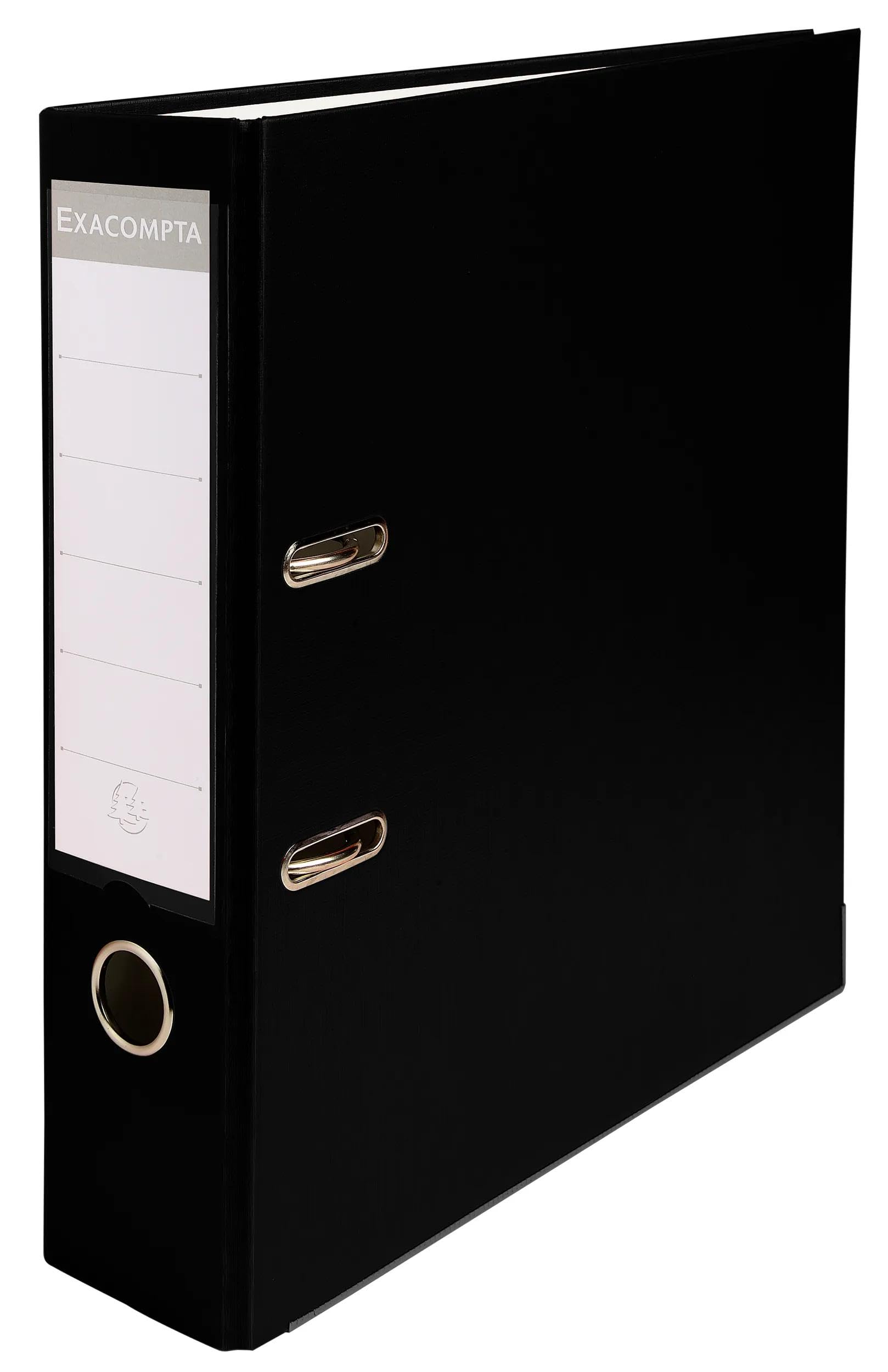 Exacompta - Réf. 918401B - Carton de 20 classeurs à levier A4 - Dos 75 mm - Mécanique 80 mm - Dimensions extérieures : 32x29 cm - Format à classer A4 - Noir