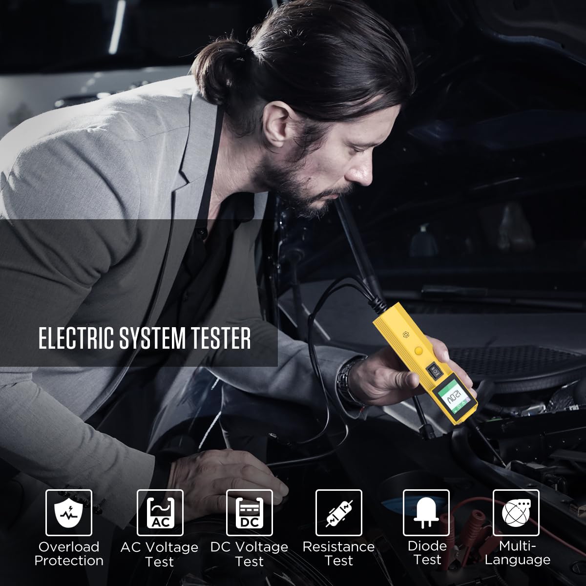 Probadores de circuitos eléctricos Probador de circuito eléctrico automotriz con linterna LED para 6V/12V/24V vehículo/barco/motocicleta/servicio pesado/camión