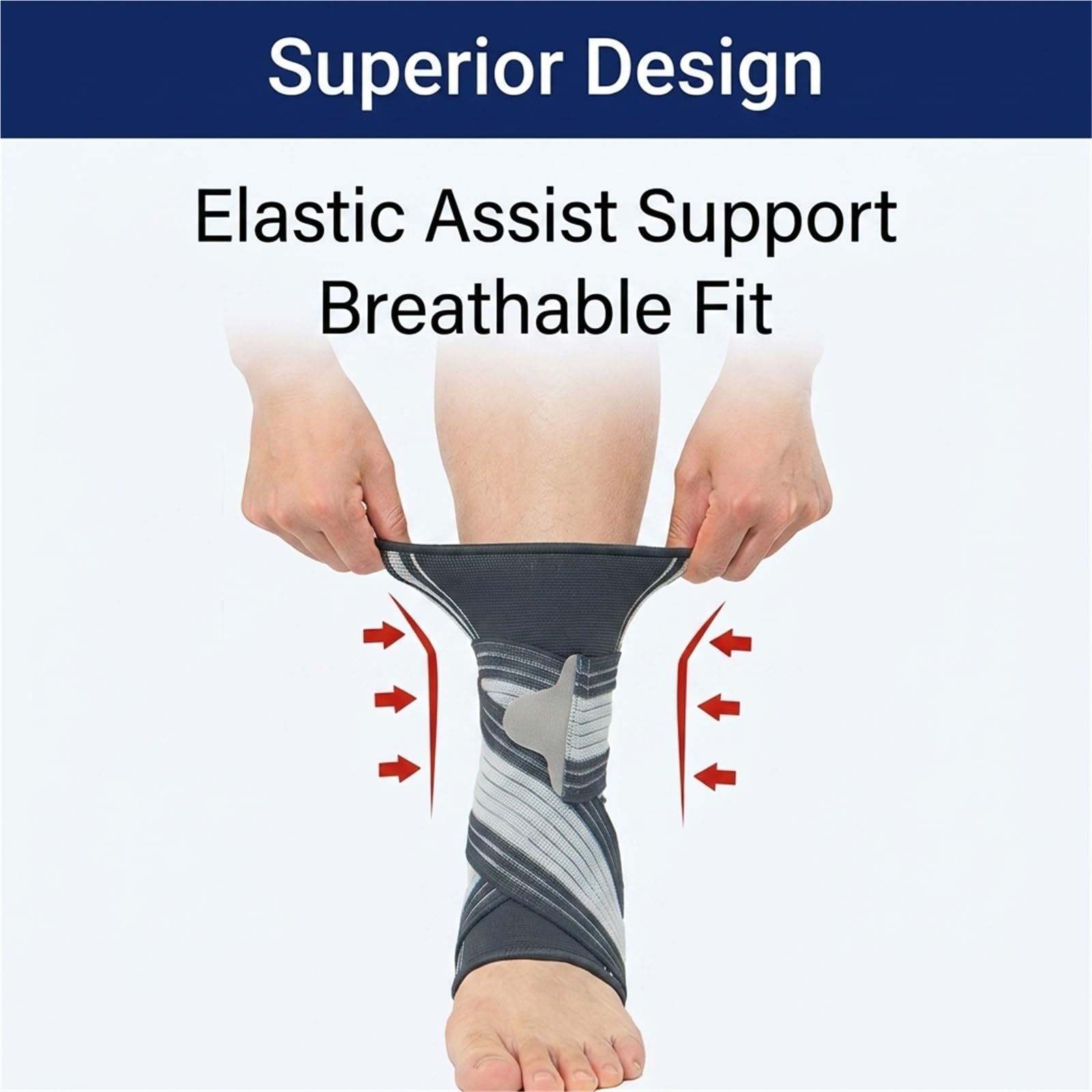 Generisch Sprunggelenkbandage mit Seitenstabilisatoren mit atmungsaktivem Stoff, für Sport und tägliches Gehen, Modell CJDW1204