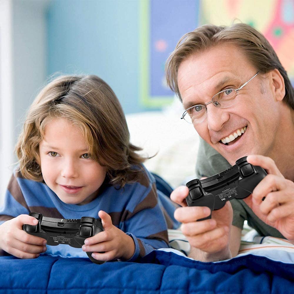 2 Pack Controller PS3,controller wireless PS3,gamepad Double Shock ad alte prestazioni per Playstation 3 con cavo di ricarica