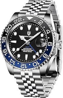 SUZAKUPagani Design Men's GMT Automatic Mechanical Watch 100m/bar Waterproof Ceramic Bezel Sapphire Glass Luminous Hands Watch