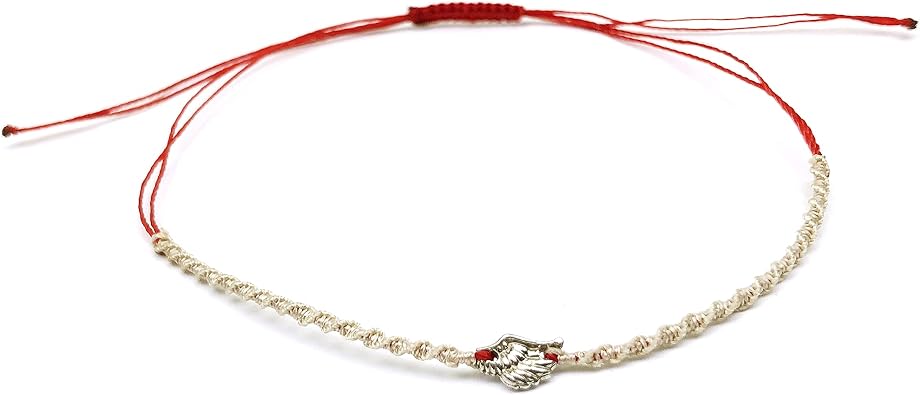 Silver Winged Bracelet Daily Wish Thread Gift for Mom Girlfriend Boyfriend BF 9.4 inches