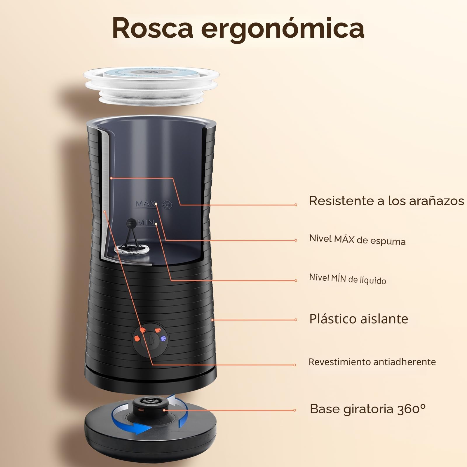 Morpilot Espumador de Leche Eléctrico 4 en 1, Calentador de Leche para Café, Espuma Fría y Caliente con Leche, Capuchinos, Macchiato