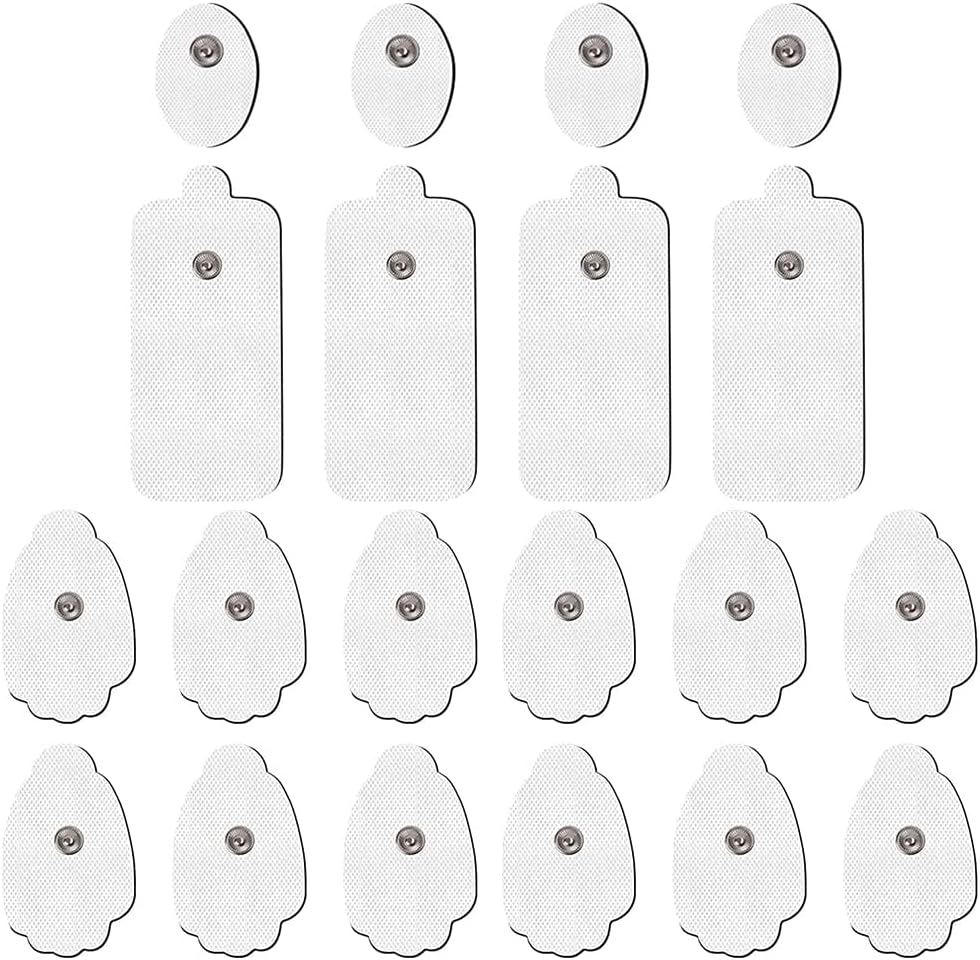 MAKINGTEC TENS Unit Replacement Pads, 20 Pack Snap Electrode Pads for Tens Unit with Standard 3.5mm snap-on Connector Compatible with Belifu TENS Reuse More Than 35 Times